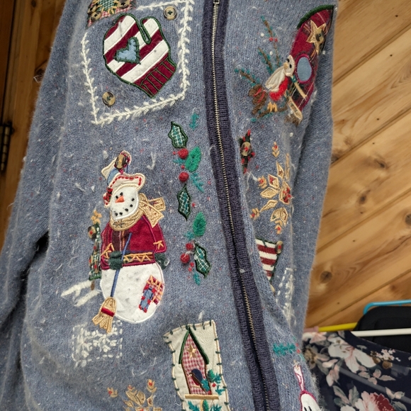 Vintage Victoria Jones Holiday Zip Up Sweater - Picture 3 of 8